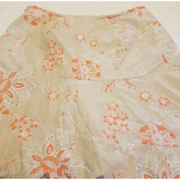 Worthington Skirt Size 4 Tan Cream Orange Tiered Floral Flare Ruffle - Picture 1 of 6
